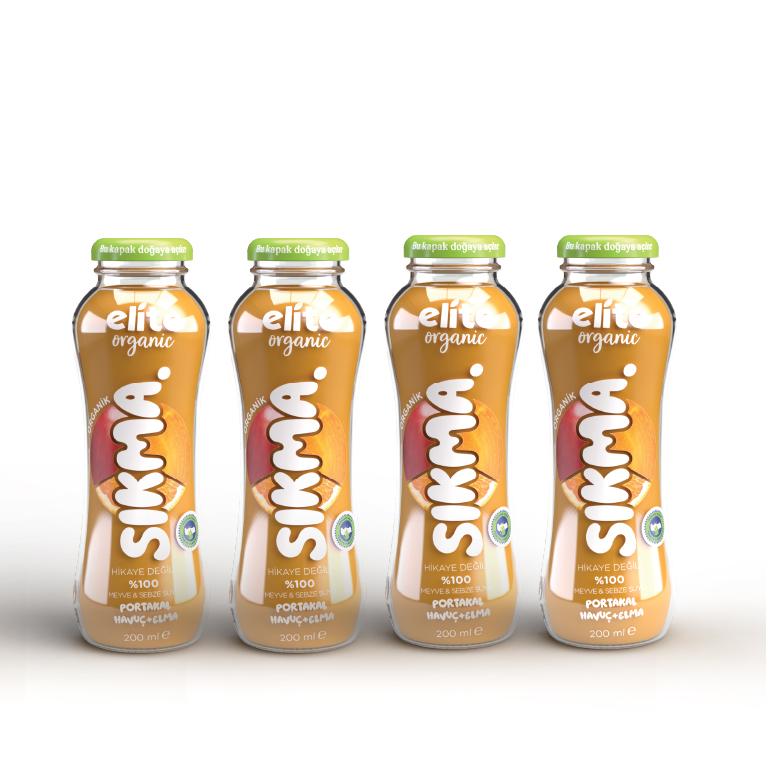 Organik %100 Elma - Havuç - Portakal Suyu 4lü Paket