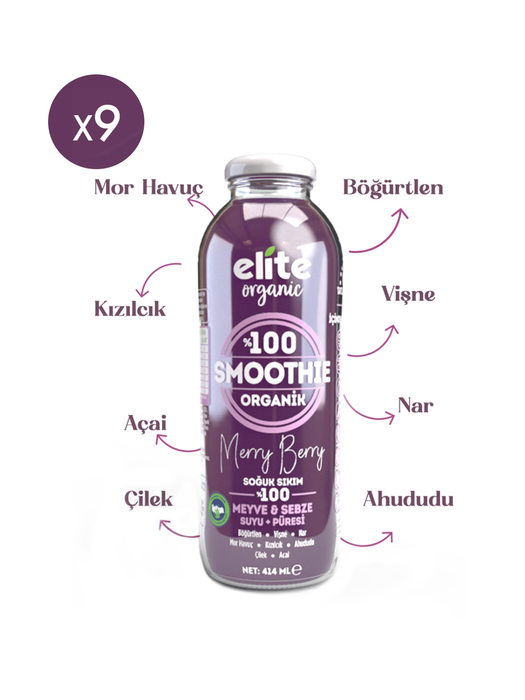 9'lu Organik Smoothie Merry Berry 414 Ml - Görsel 2