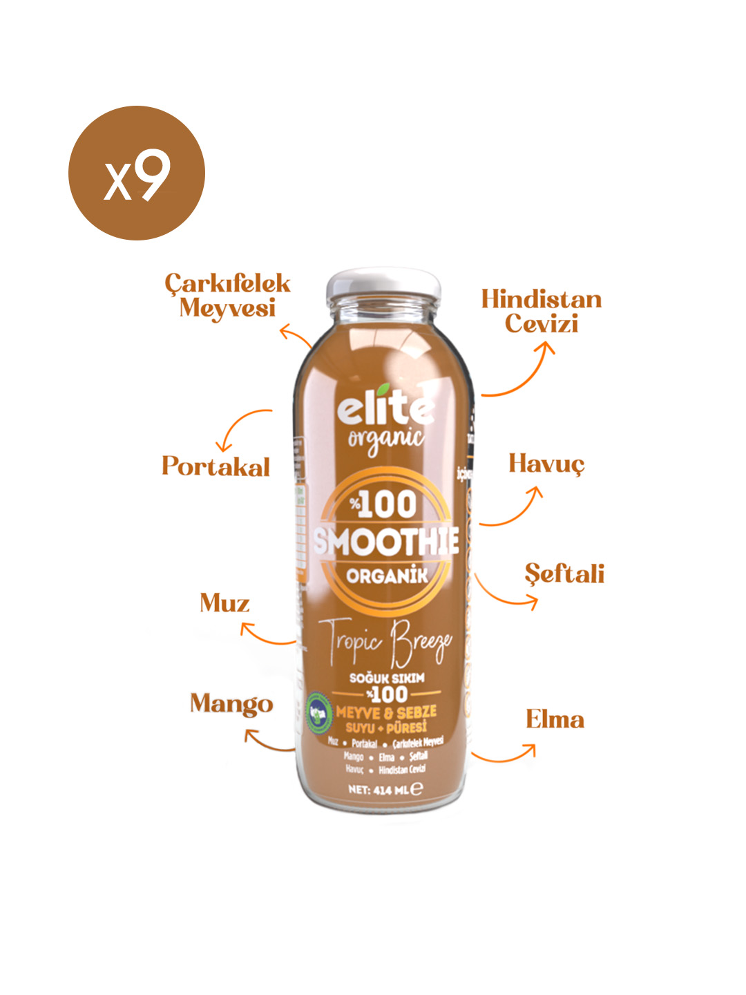 9'lu Organik Smoothie Tropıc Breeze 414 Ml - Görsel 2