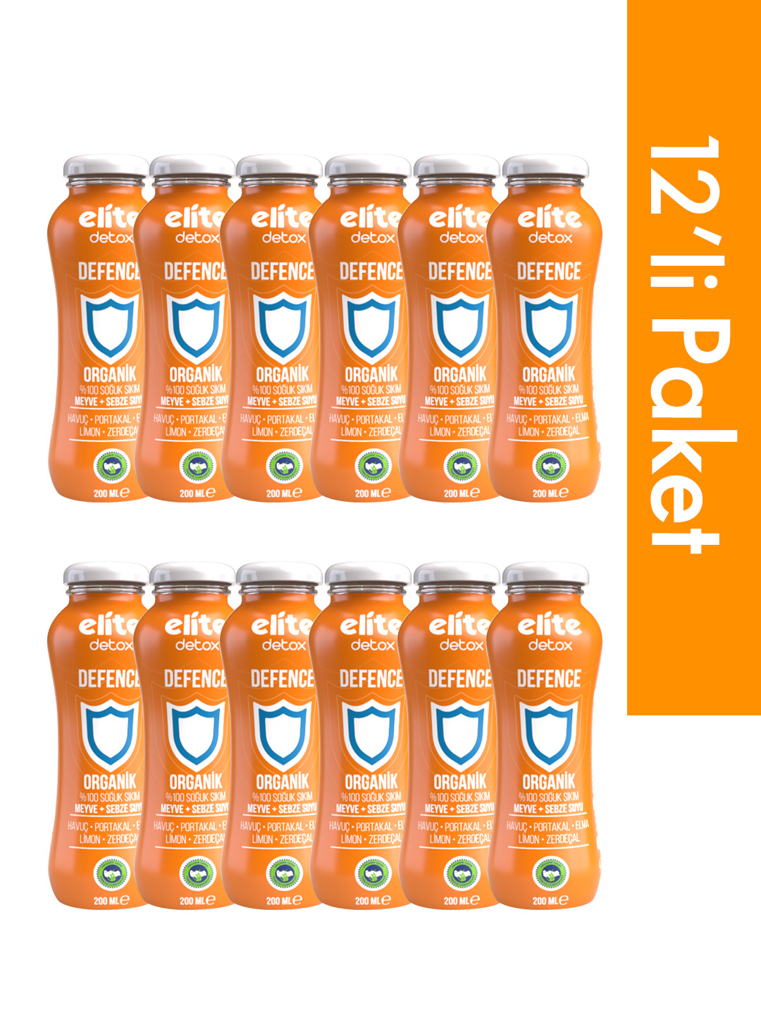 12'li Organik Defence %100 Meyve-Sebze Suyu 200 Ml
