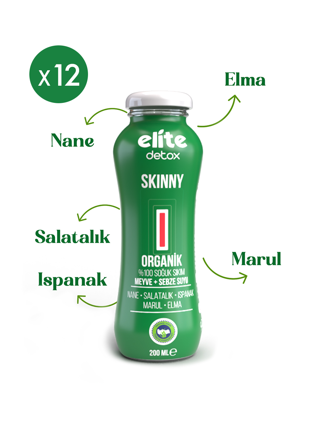 12'li Organik Skinny %100 Meyve-Sebze Suyu 200 Ml - Görsel 2
