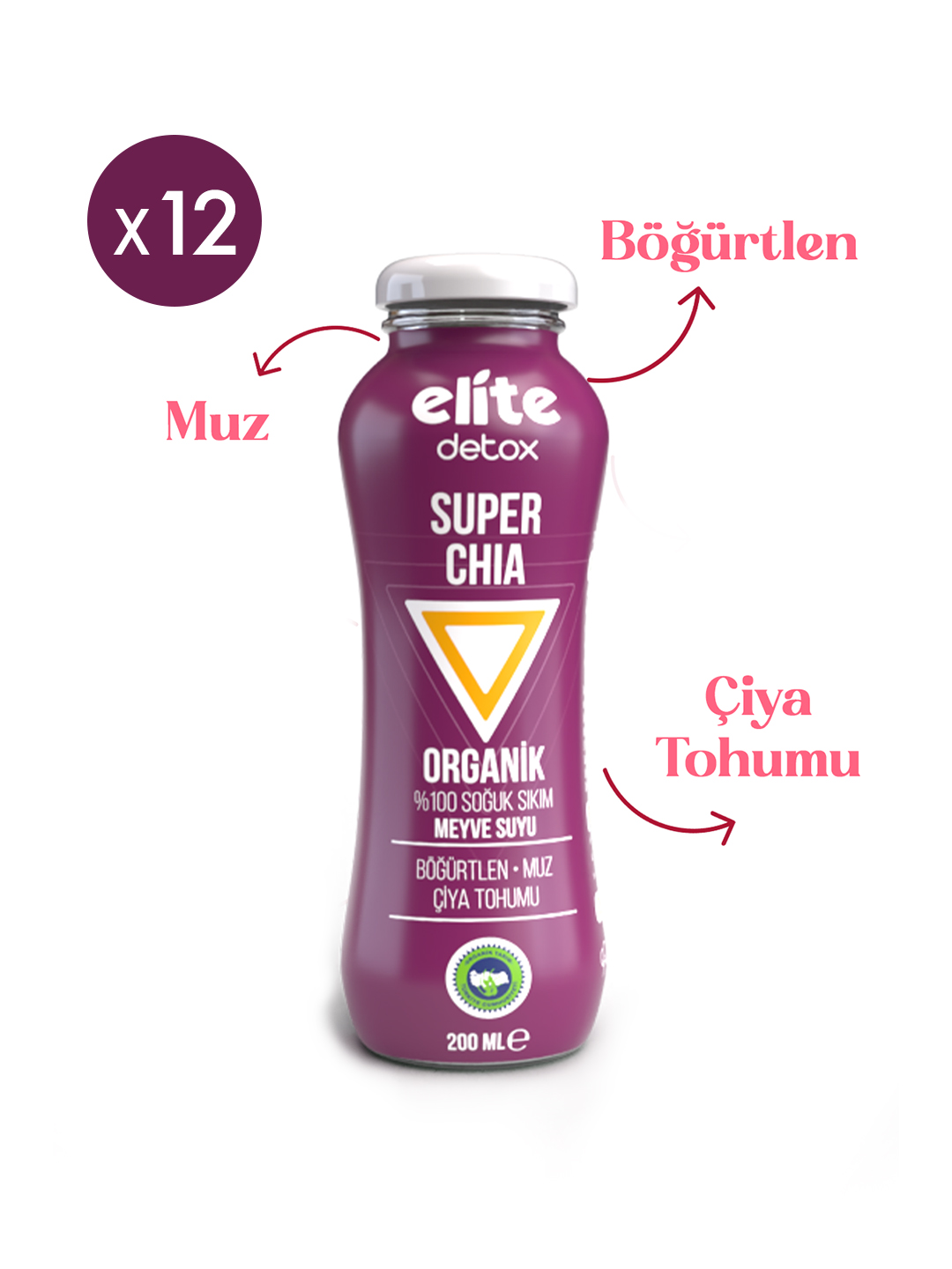 12'li Organik Super Hero (Chia) %100 Meyve-Sebze Suyu 200 Ml - Görsel 2