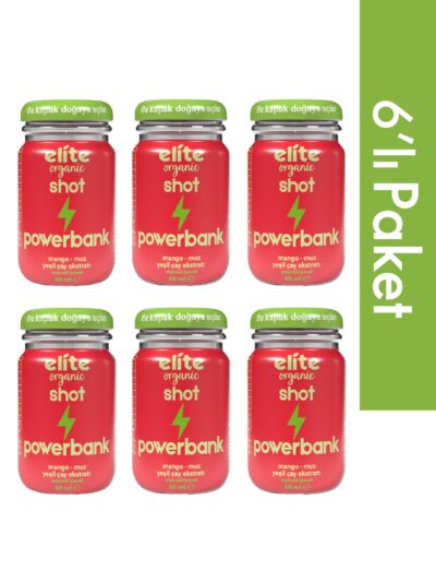 6'lı Shot Powerbank Yeşil Çaylı Meyveli İçecek - 60 ml