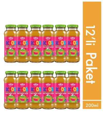 12'li Kids Organik Elma-Mango-Şeftali Meyve Suyu 200 ml